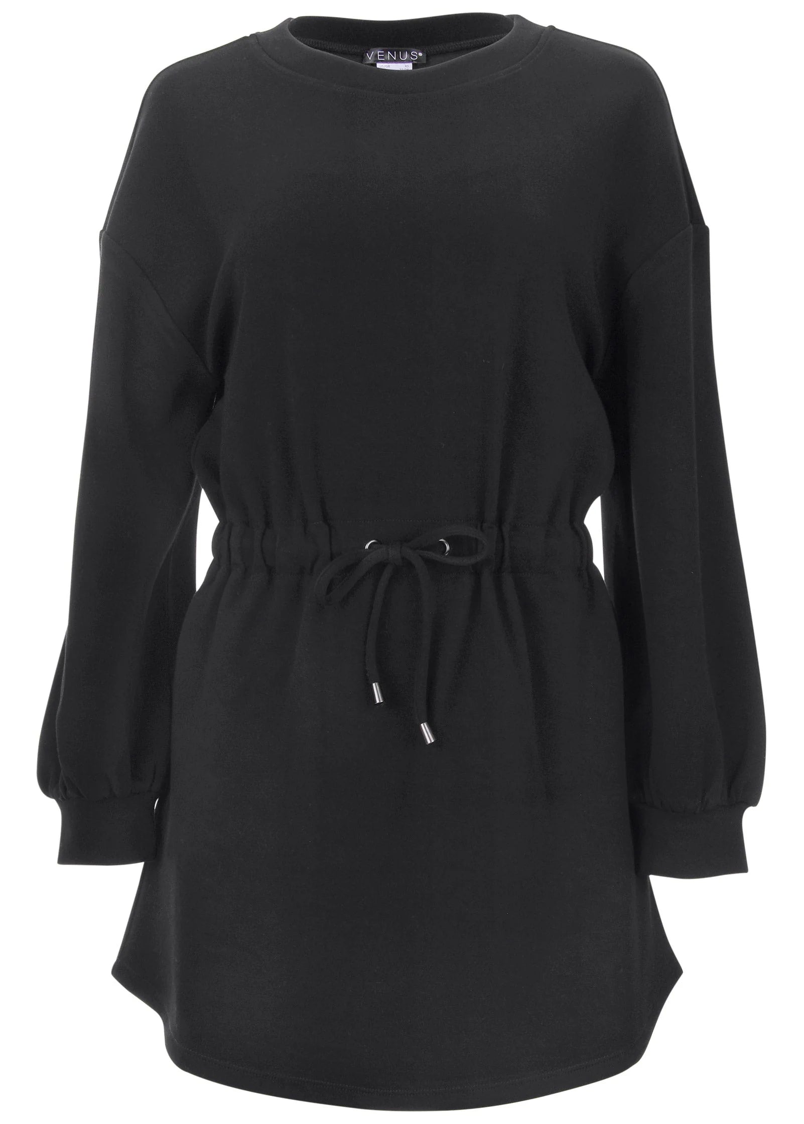 Double Knit Sleeved Dress Jet Black