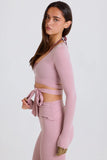 Soft Jersey Wrap Crop Top in Mauve