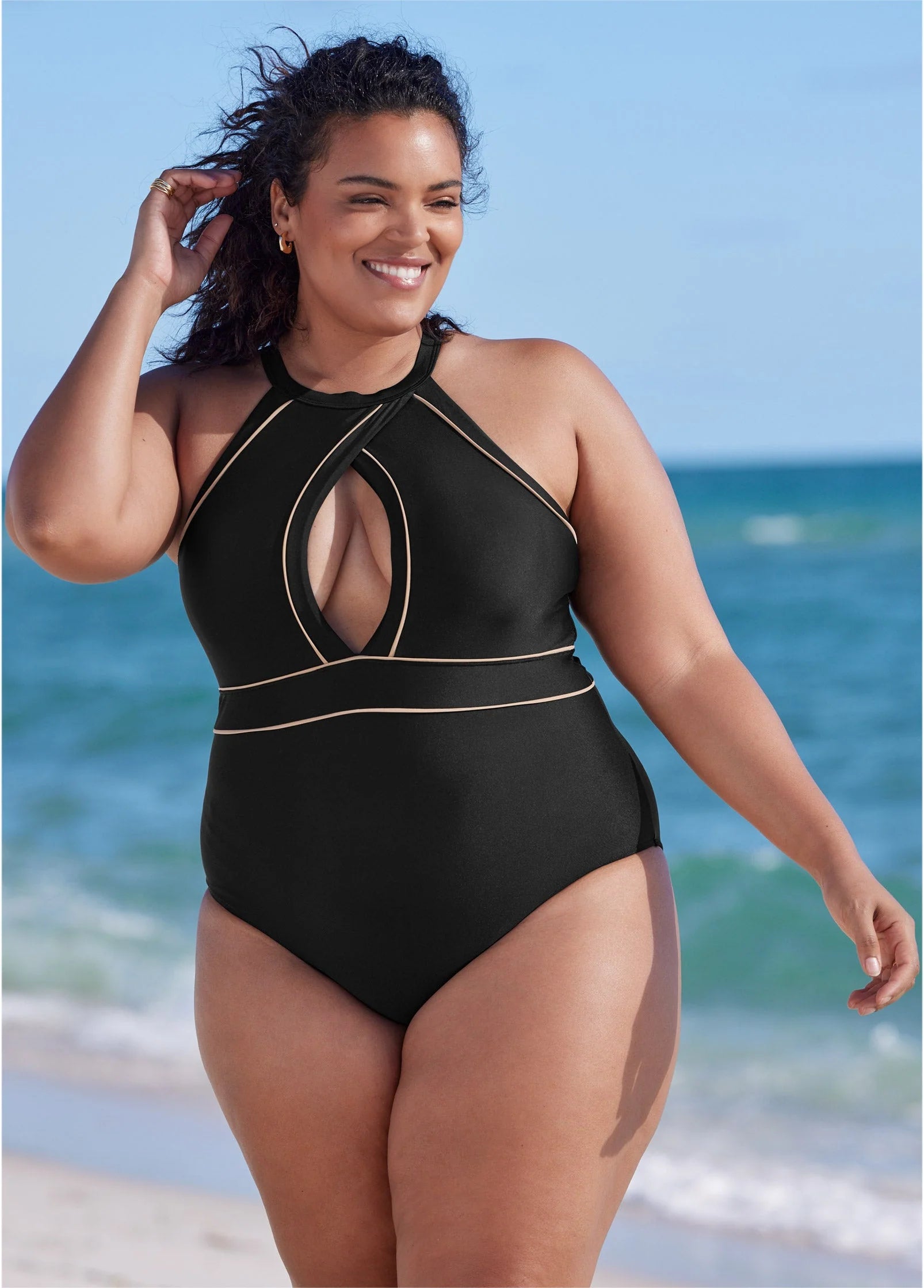 High Neck One Piece Black Beauty