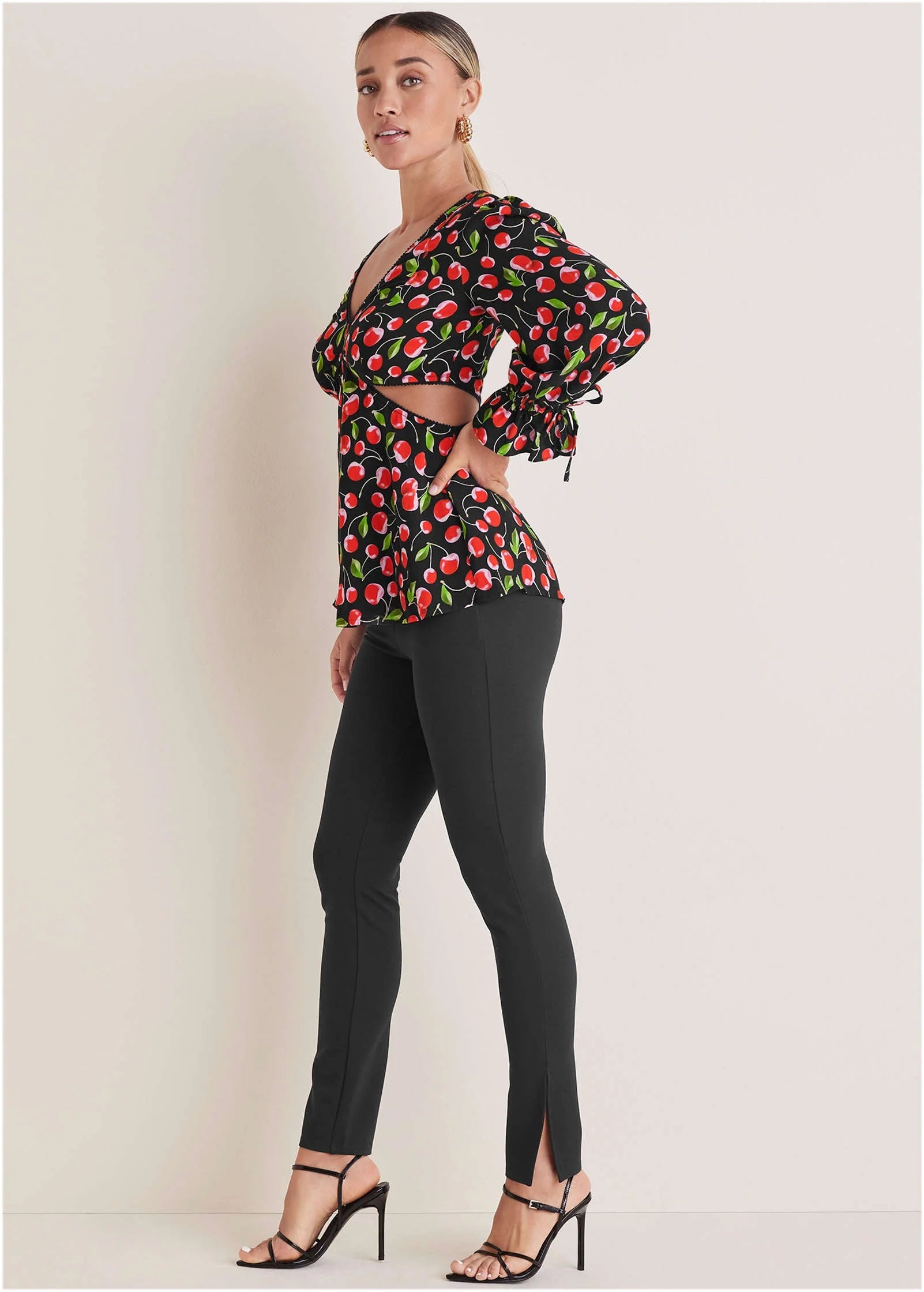 Cut Out Waist Blouse Very Cherry