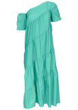 One Shoulder Maxi Dress Turquoise