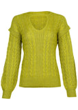 Cable Knit Cut Out Sweater Lentil Sprout