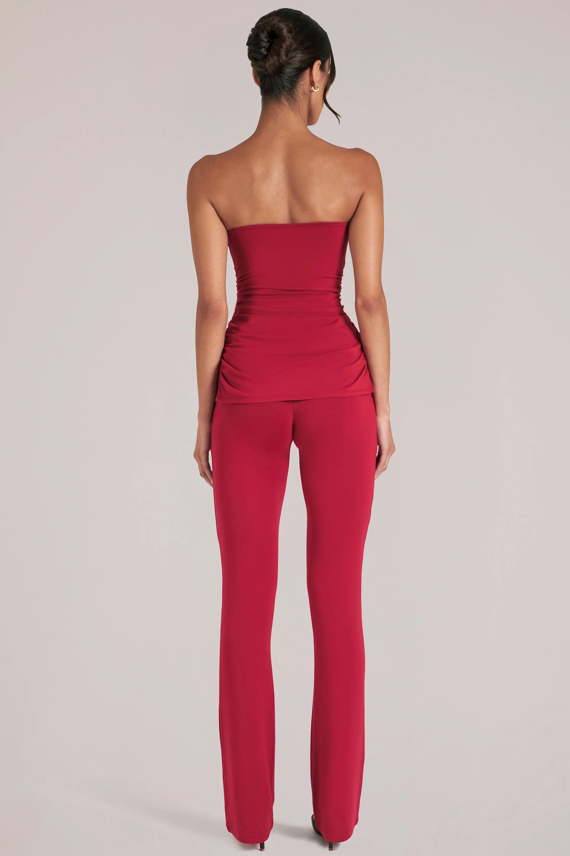 Mid Rise Fitted Trousers in Cherry Red