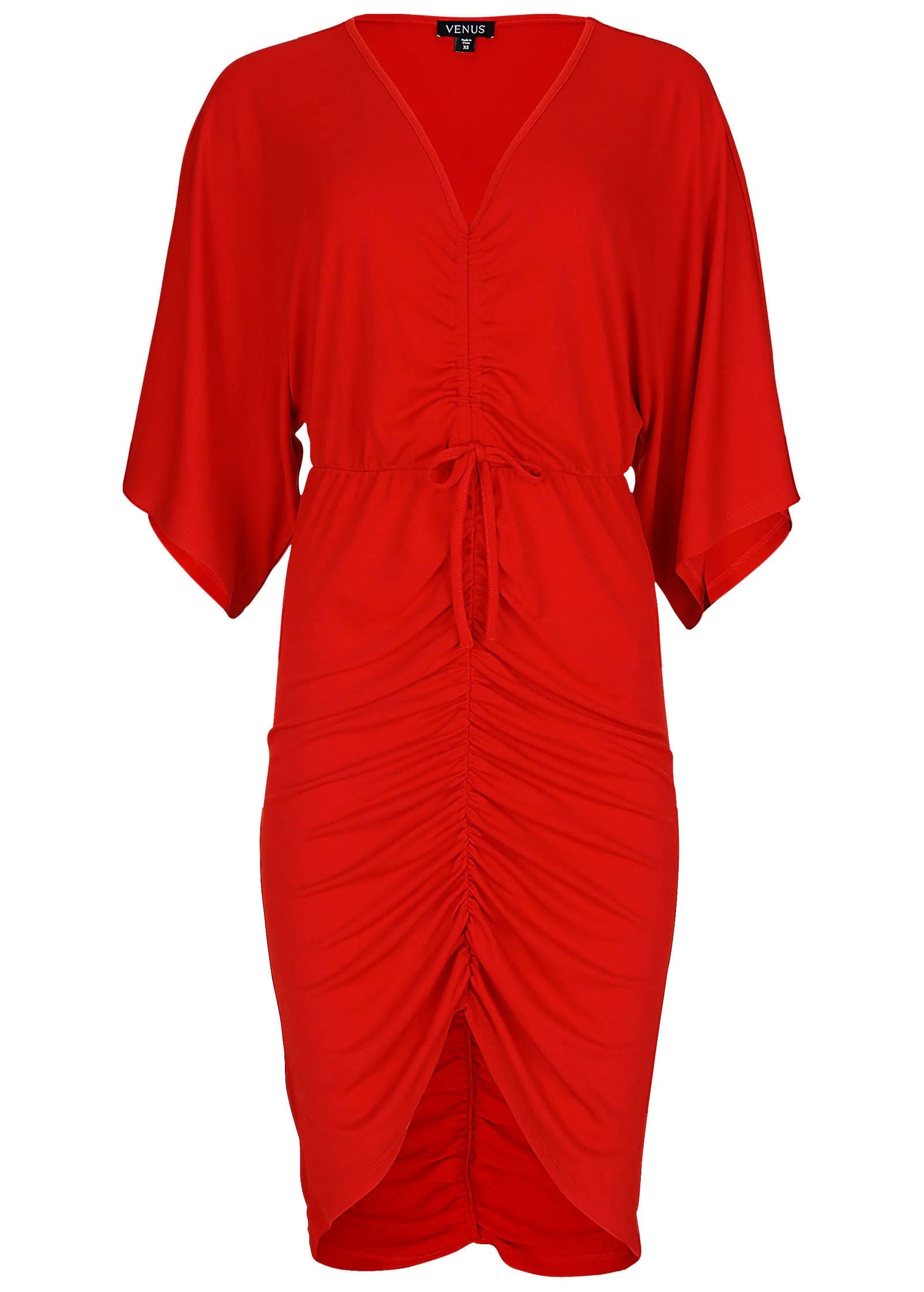 Ruched High Low Dress Goji Berry