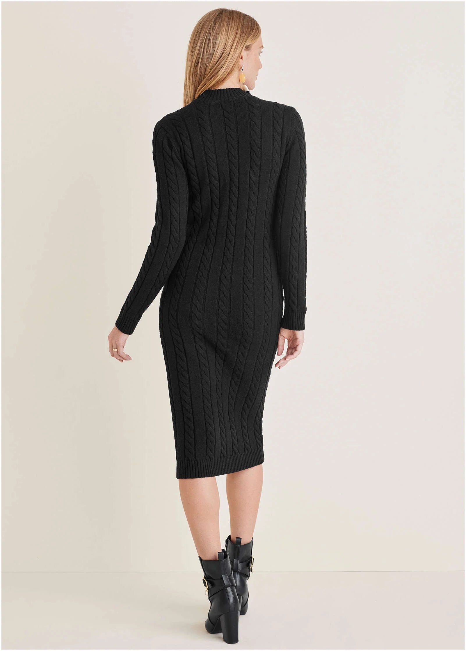 Mockneck Midi Sweater Dress Jet Black