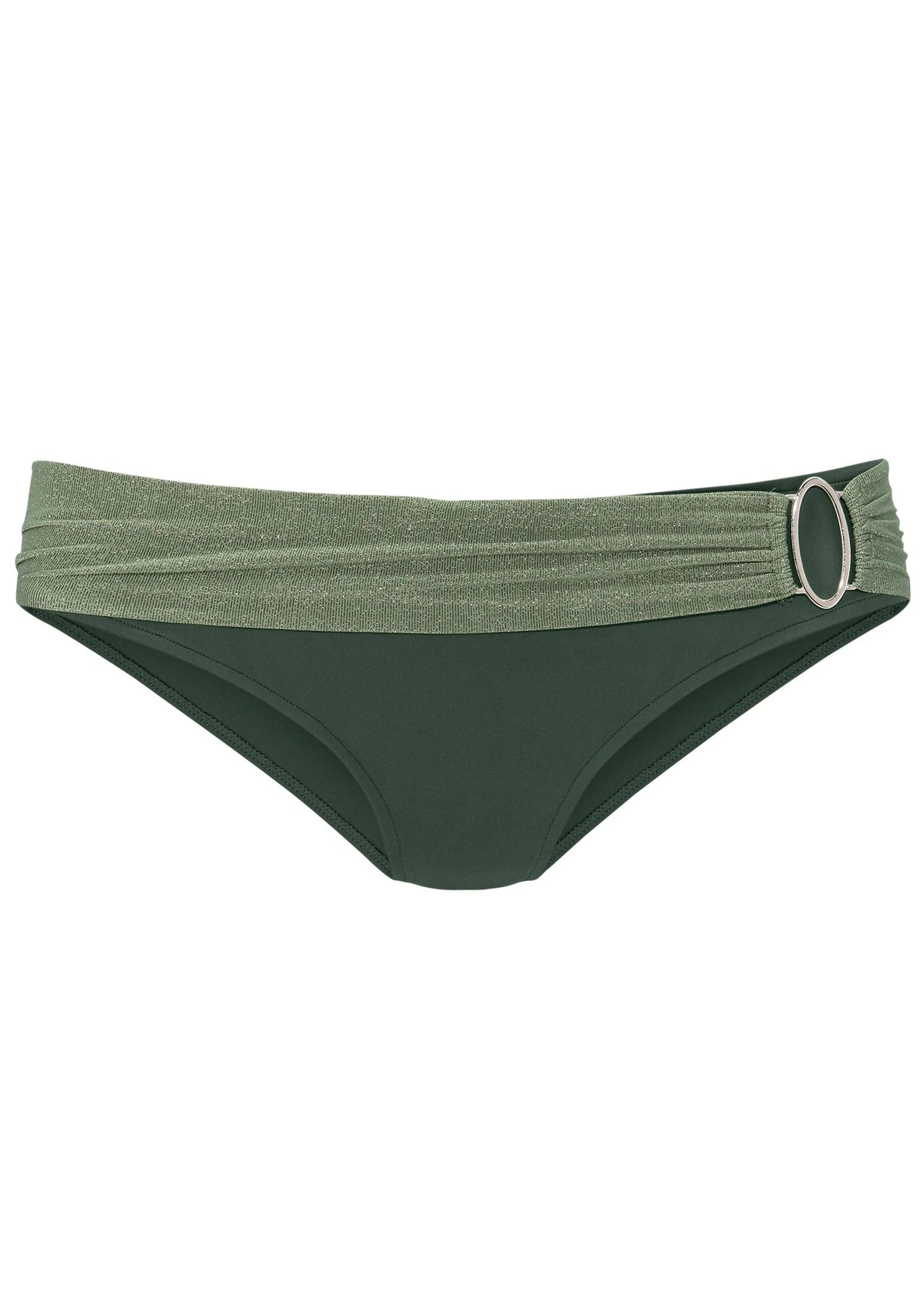 Ring Low Rise Bikini Bottom Olive Green Multi