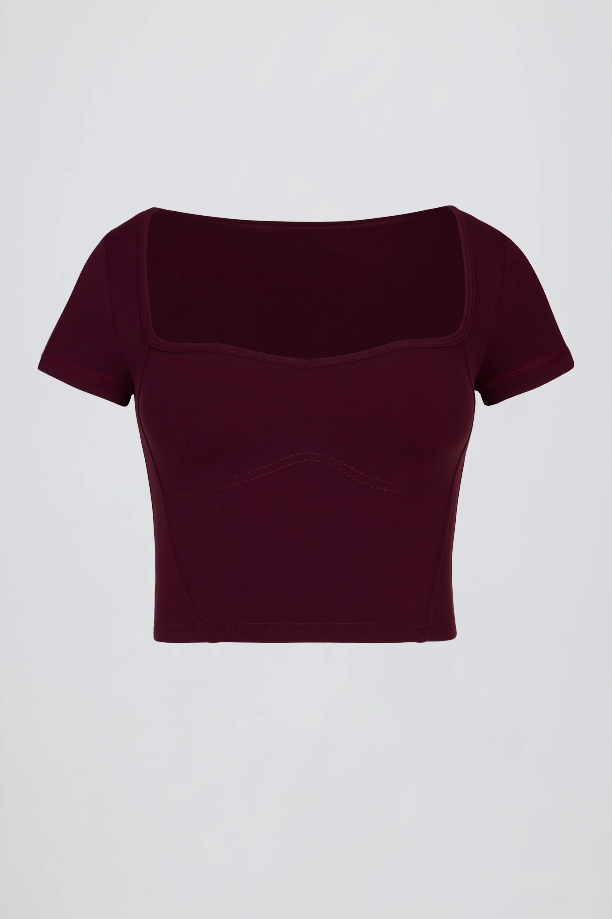 Soft Active Sweetheart Neck Crop Top in Burgundy