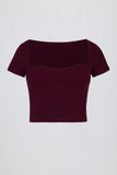 Soft Active Sweetheart Neck Crop Top in Burgundy