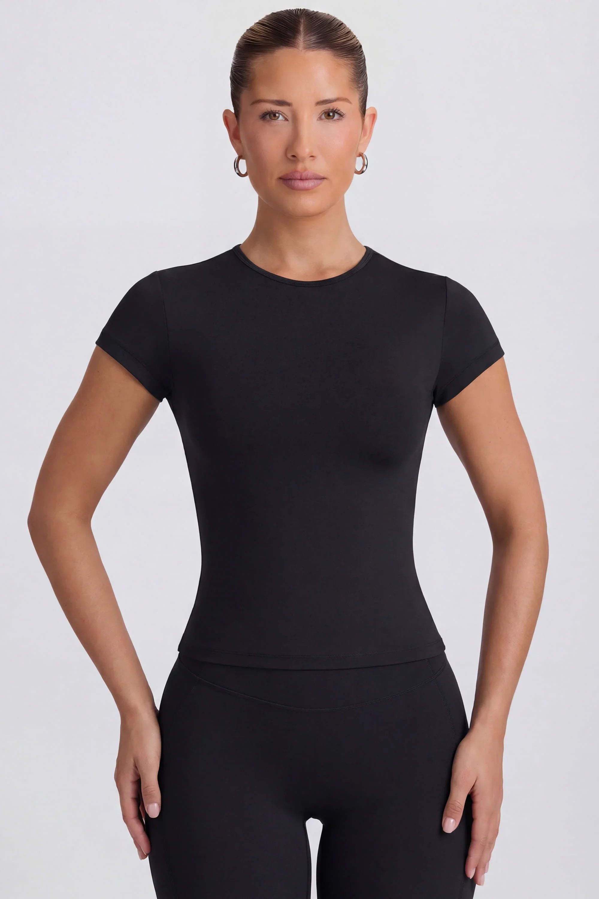 Cut Out Longline T Shirt in Black