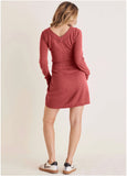 V Neck Mini Sweater Dress Mineral Red