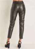 Faux Leather Straight Pants Brown