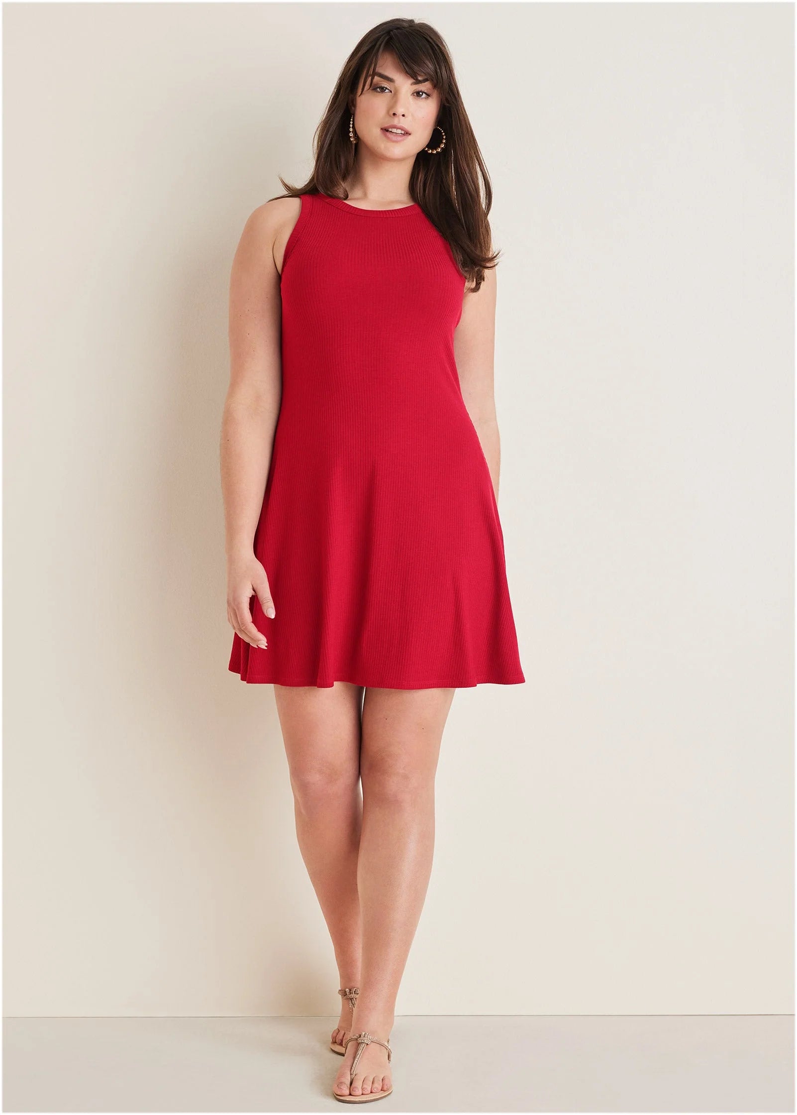 Flexrib Fit And Flare Dress Red