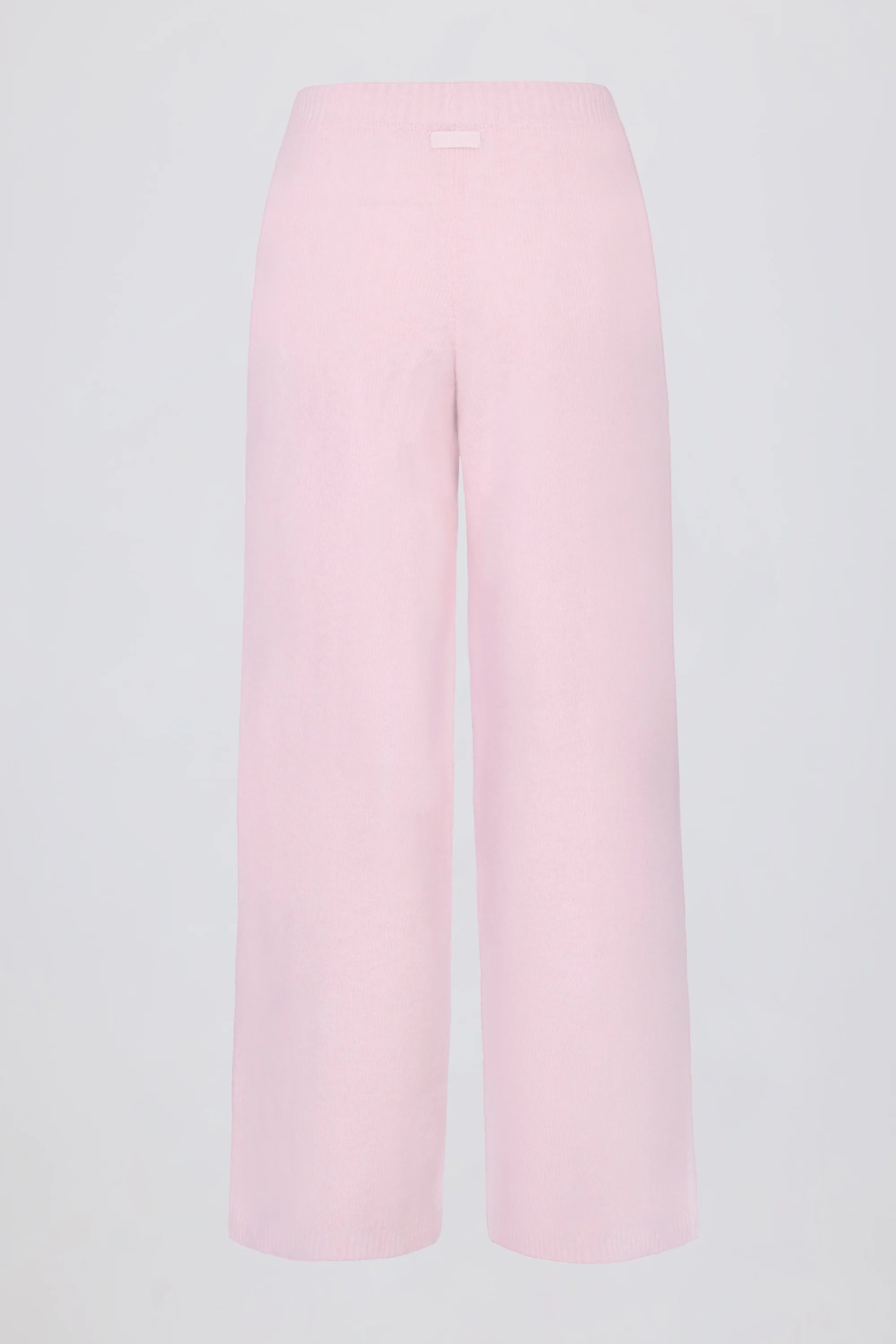 Knit Mid Rise Wide Leg Joggers in Soft Pink