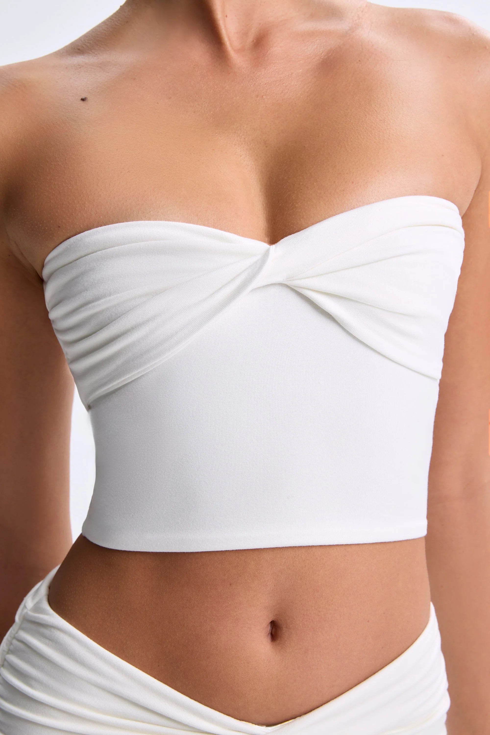 Modal Twist Front Bandeau Top in White