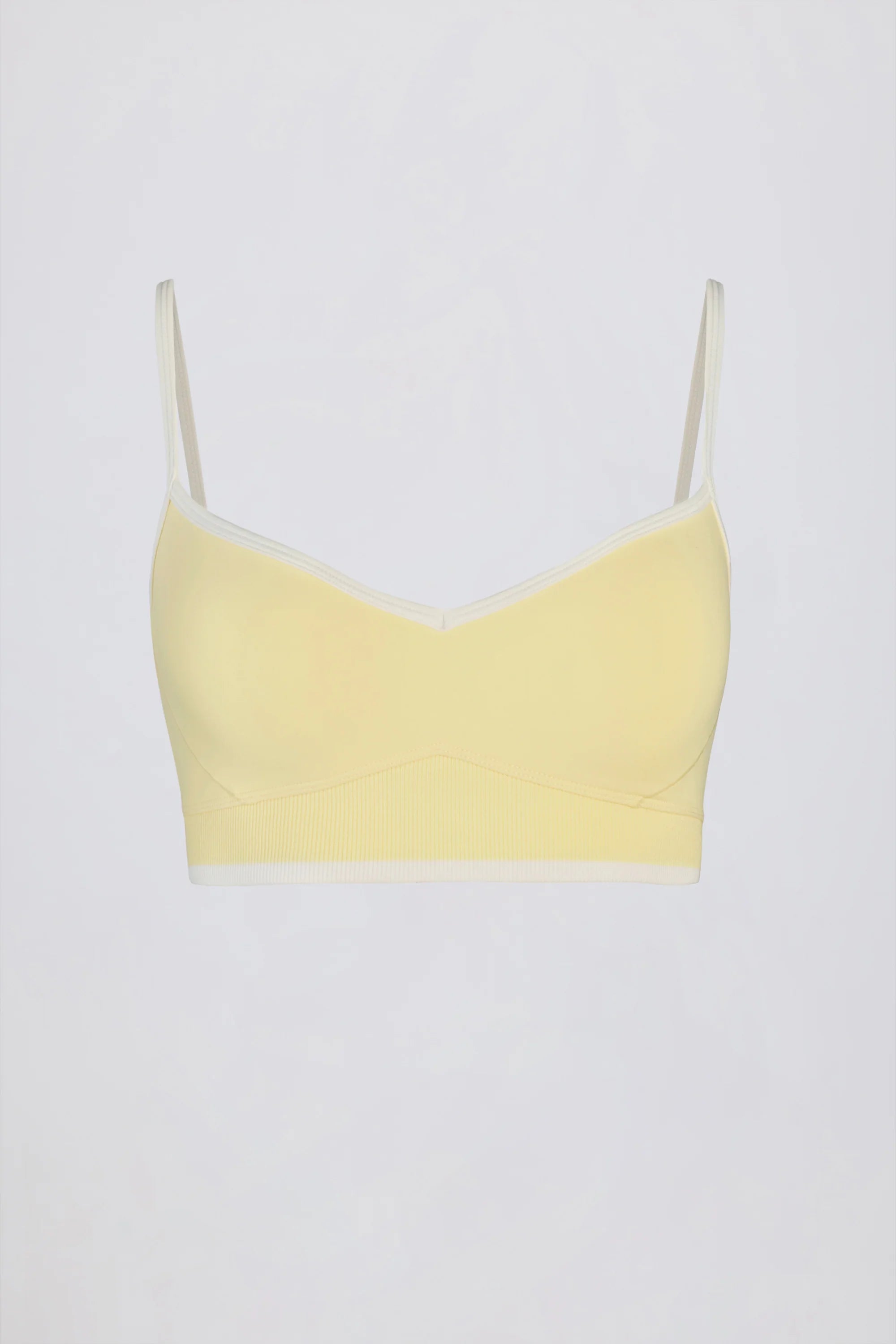 Soft Active Sweetheart Neck Contrast Sports Bra in Lemon