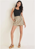 Linen Wrap Skort Tan Combo