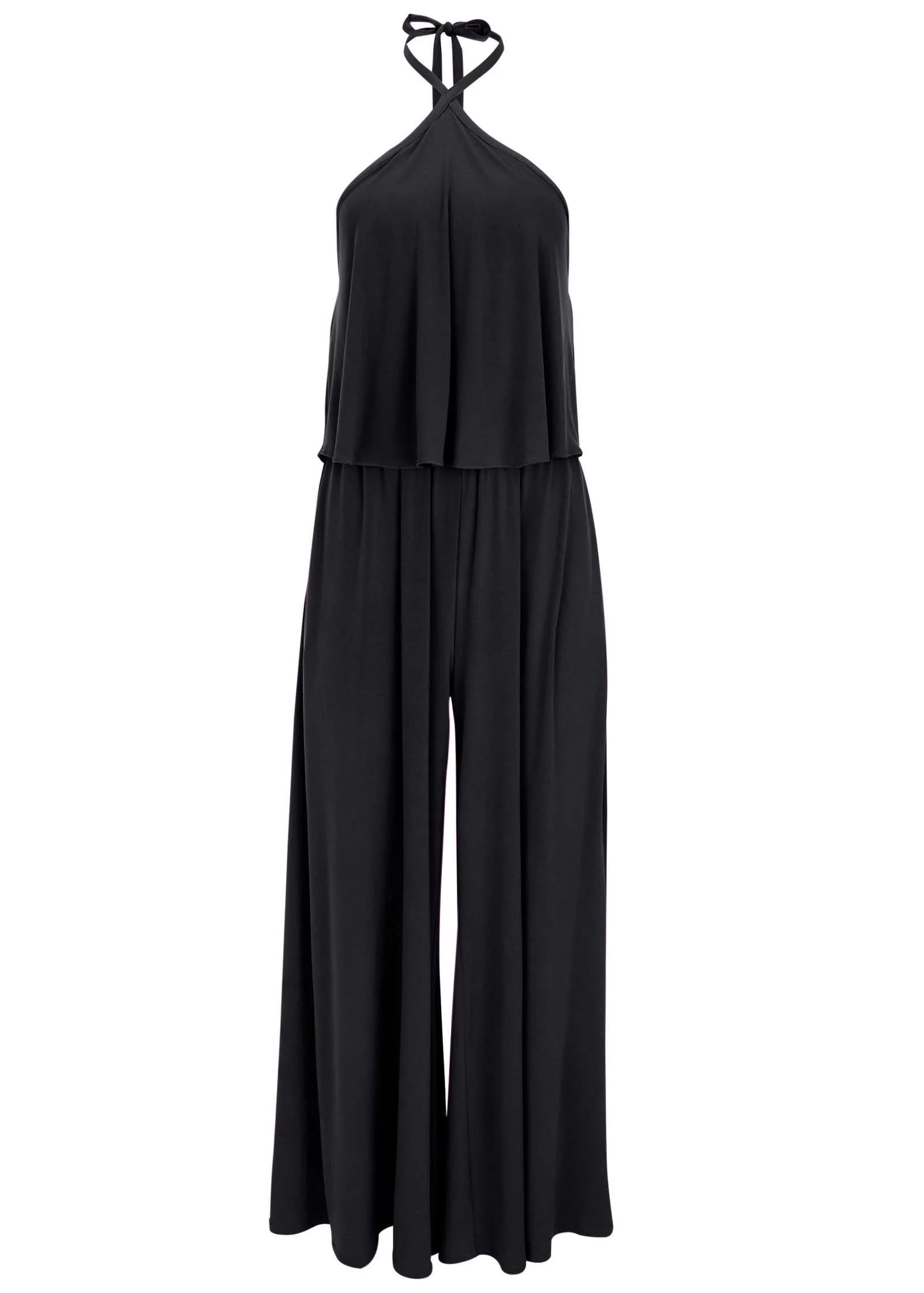 Cross Neck Jumpsuit Jet Black