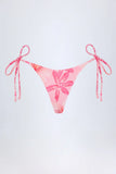 Side Tie Thong Bikini Bottoms in Pink Orchid Print