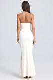Bandeau Ruffle Trim Corset Gown in Ivory
