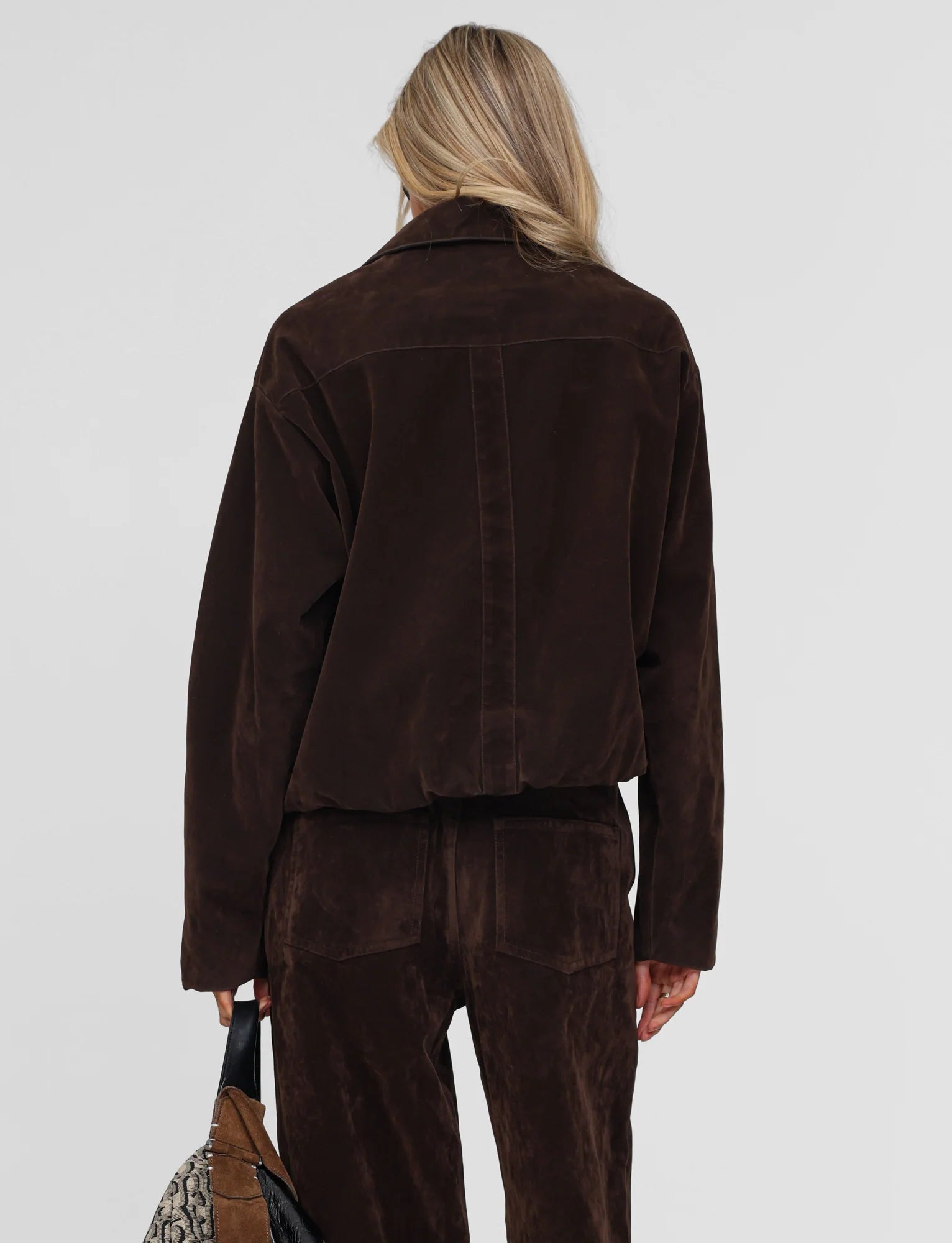 CAMELLIA BOMBER JACKET CHOCOLATE SUEDE