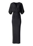 Drape Sleeve Maxi Dress Jet Black