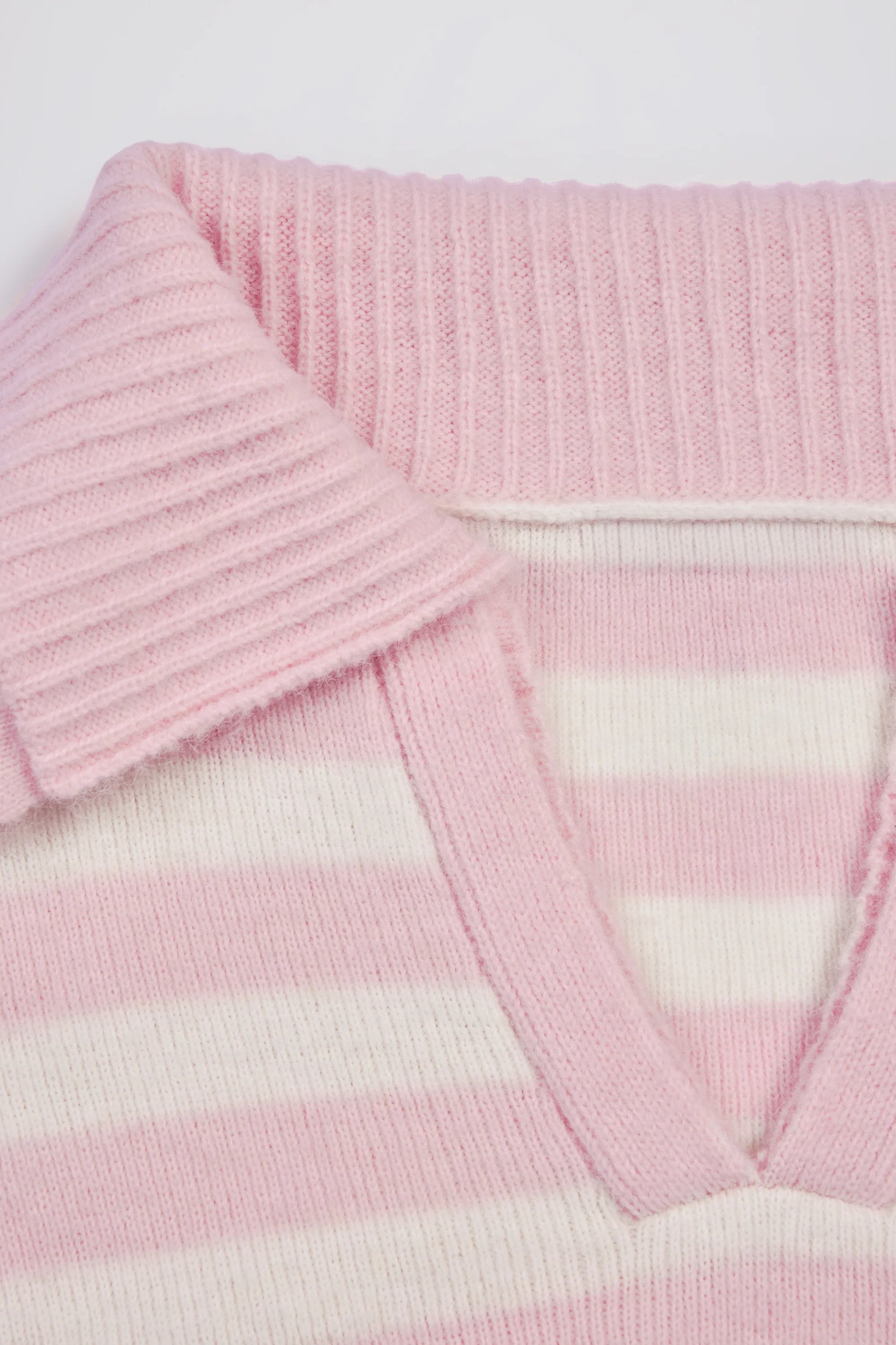 Soft Knit Layered Collar Cropped Jumper in Pink Stripe
