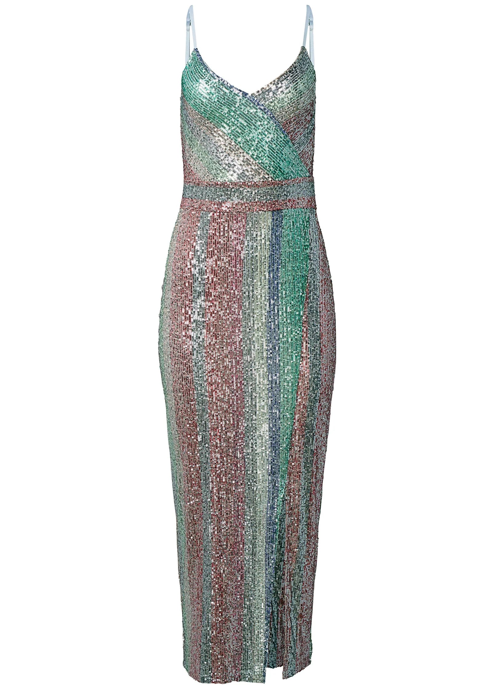 Striped Sequin Midi Dress Multi