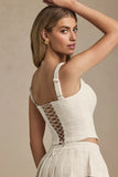 Lace Up Corset Top in Ivory