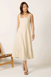 Kaiden Linen Seamed Midi Dress