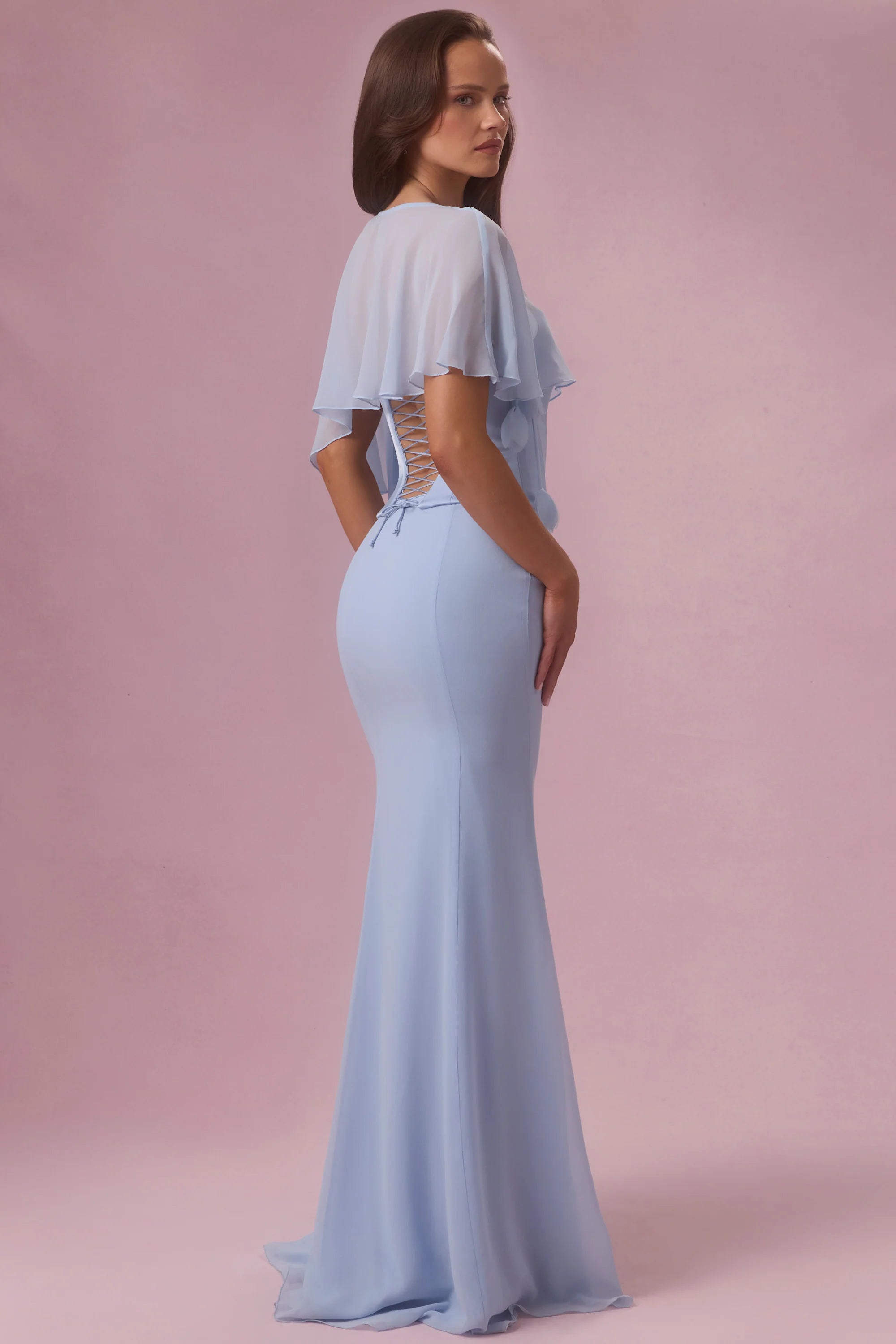 Chiffon Cape in Sky Blue