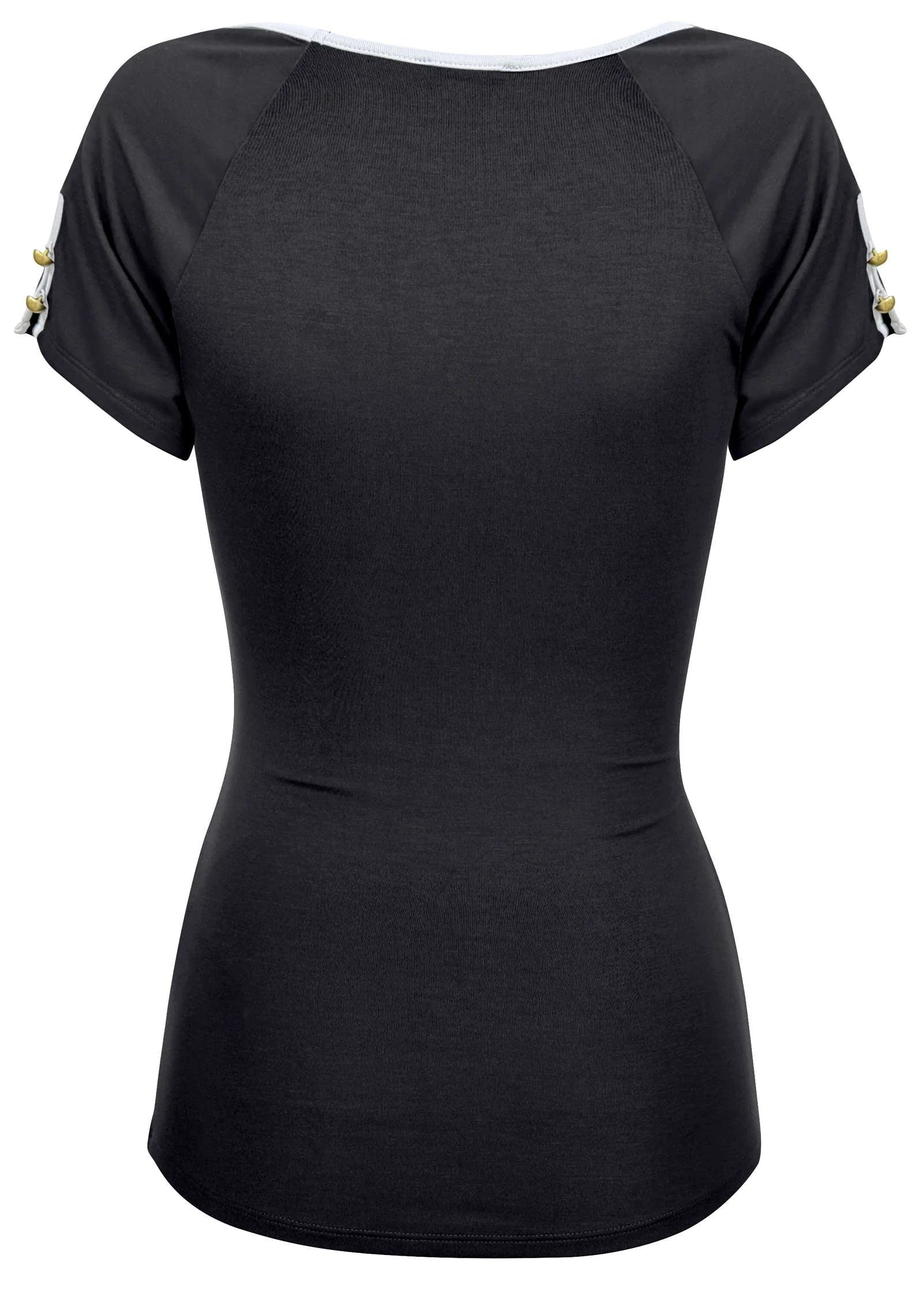 Button Detail Short Sleeve Jet Black