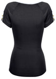 Button Detail Short Sleeve Jet Black