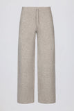 Knit Mid Rise Wide Leg Joggers in Beige