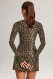 Modal Long Sleeve Mini Dress in Leopard Print