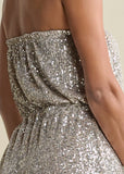 Strapless Sequin Jumpsuit Champagne