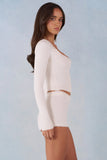 Knit Long Sleeve Cardigan in Ivory