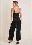 Stretch Velvet Halter Jumpsuit Black