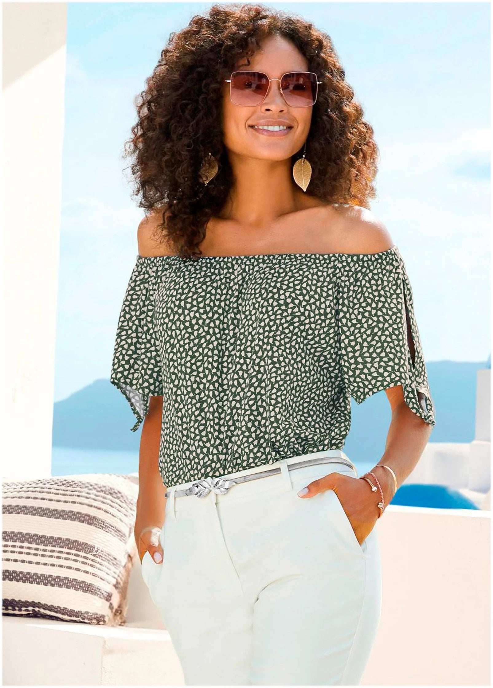 Off The Shoulder Blouse Blue Multi