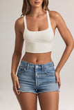 Modal Cross Back Tank Top in White