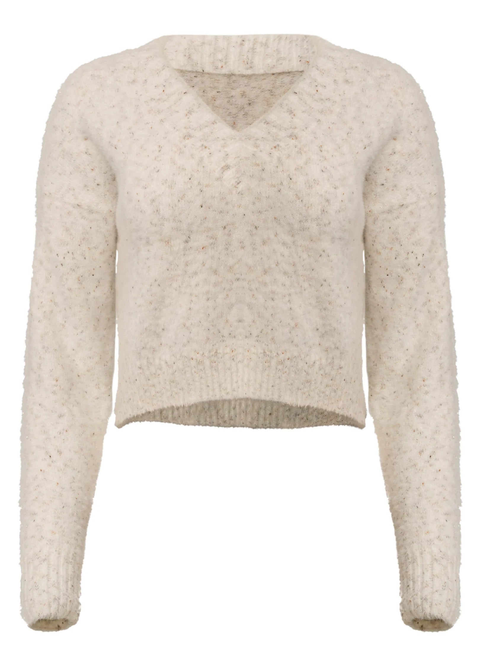 V Neck Sweater White Multi