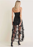 Sequin Applique Overlay Romper Jet Black