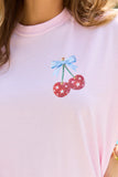 Americas Sweetheart Cherry Light Pink Graphic Tee