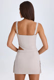 Belted Cut Out Mini Dress in Taupe