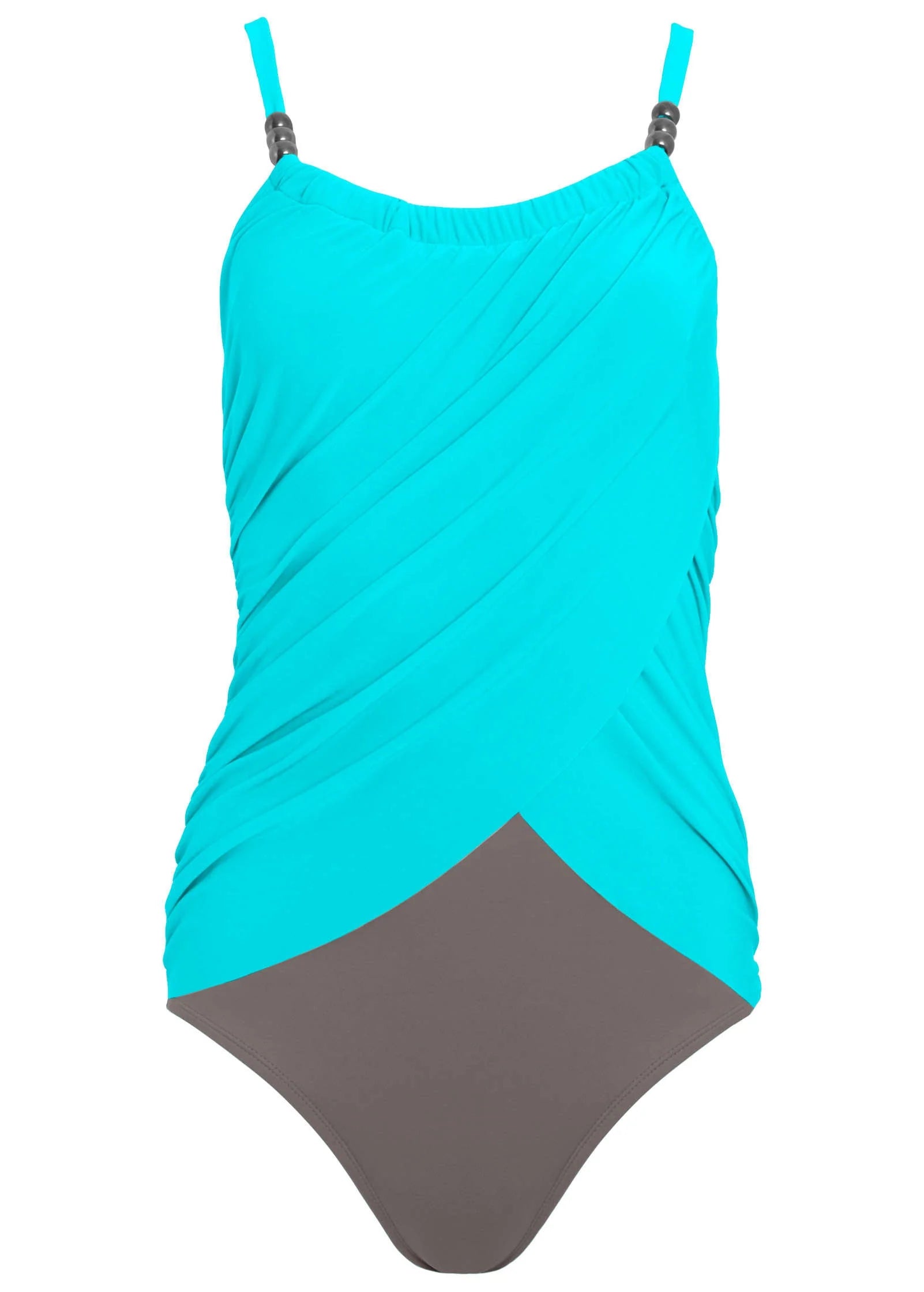 Slimming Draped One Piece Aqua Reef Stone