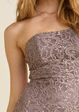 Strapless Lace Dress Mocha