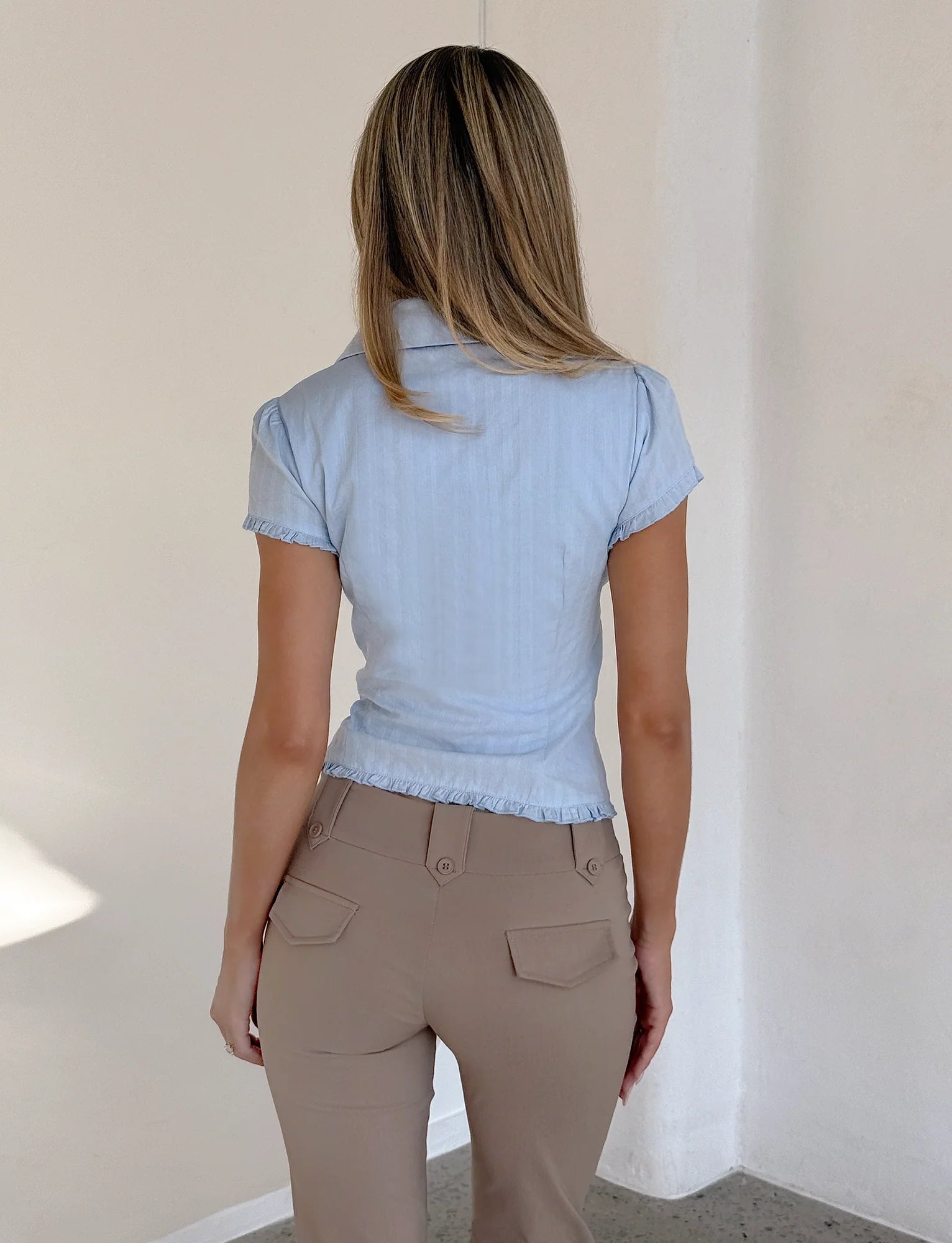 VALERIE SHORT SLEEVE SHIRT BABY BLUE