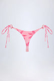 Side Tie Thong Bikini Bottoms in Pink Orchid Print