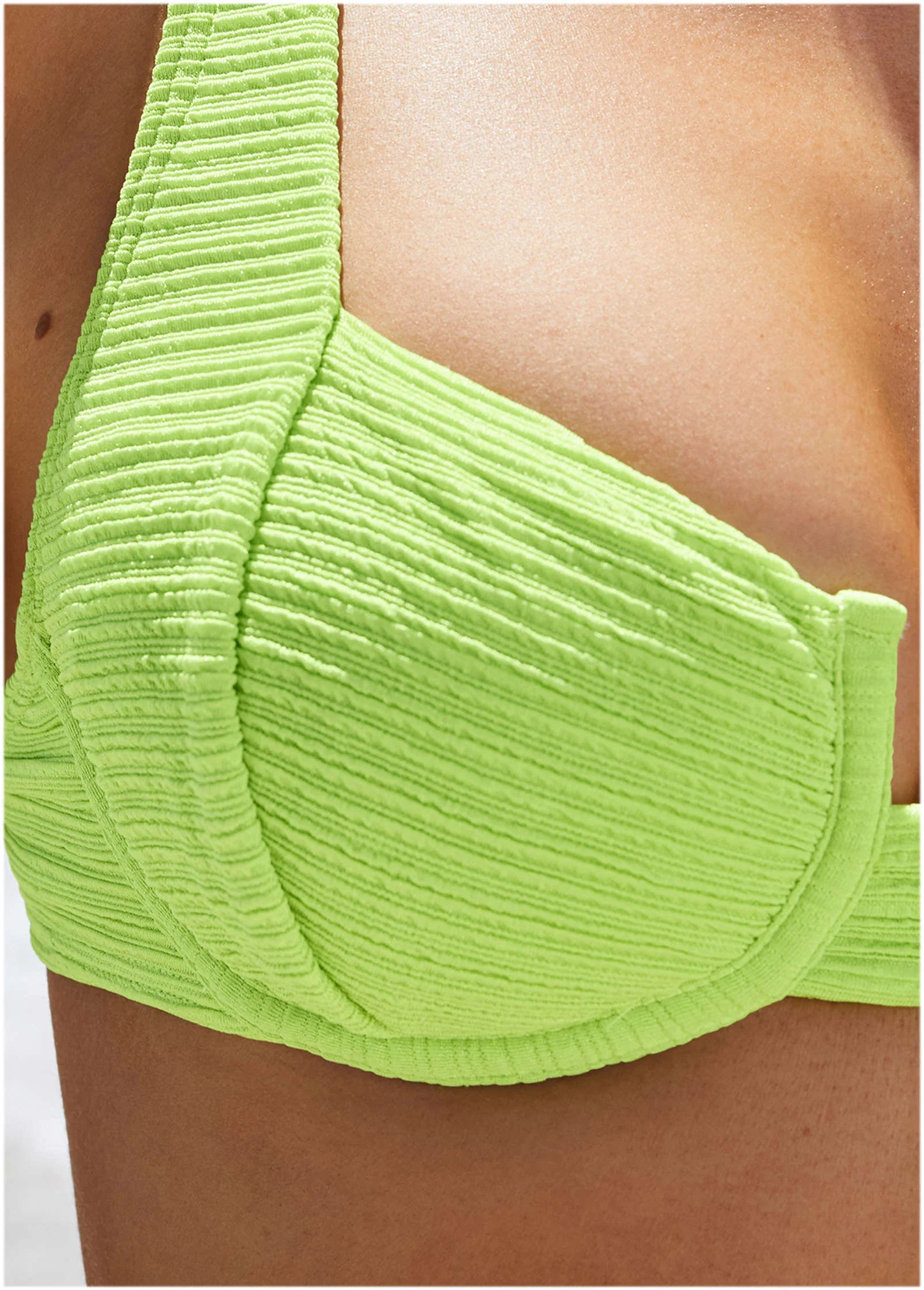 Textured Underwire Swim Top Bright Lime Green