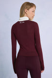 Knit Long Sleeve Fitted Top in Burgundy