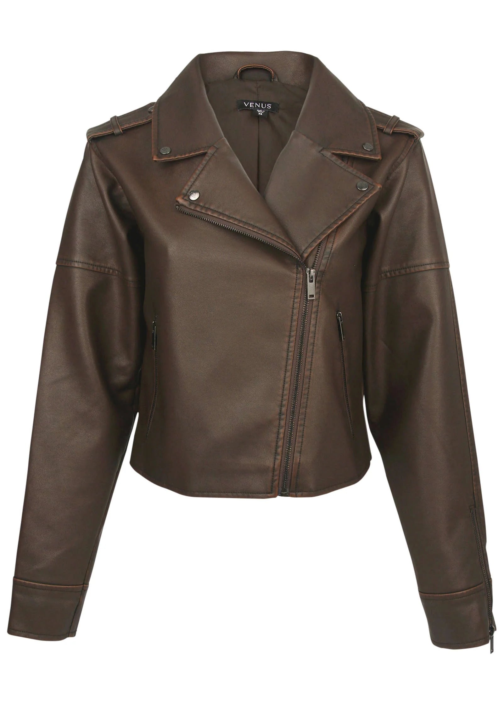 Distressed Leather Jacket Distressed Brown